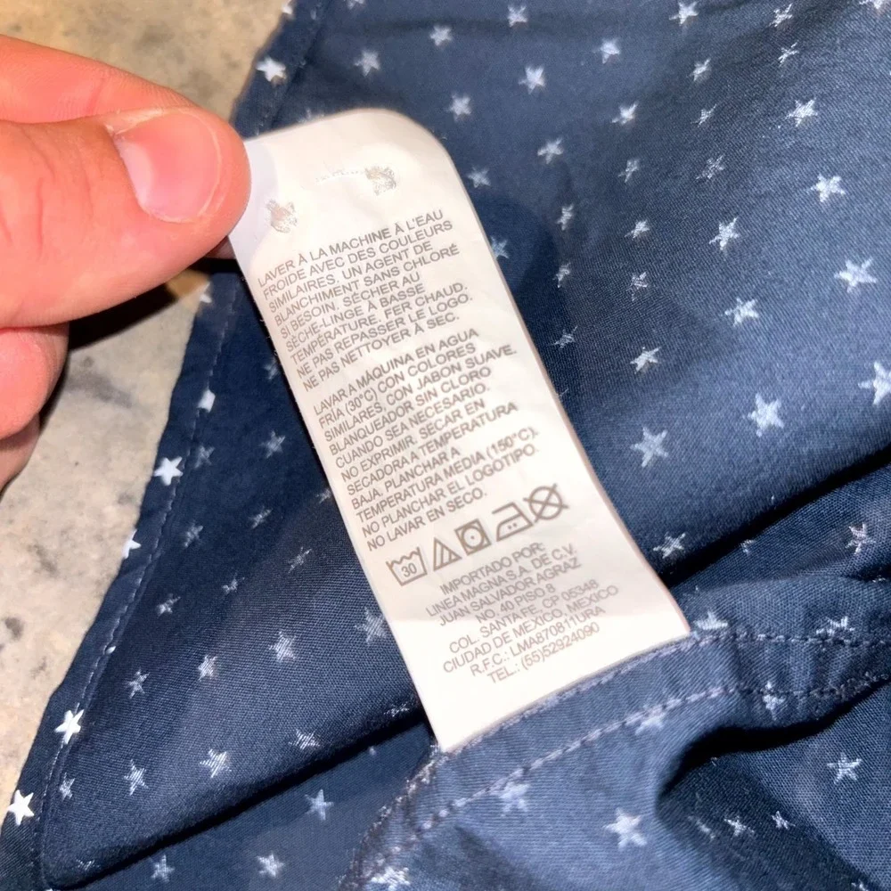 Lot of 2 Penguin Munsingwear Shirt Mens L Navy Blue Stars & Palm Print Button Up - Picture 7 of 15